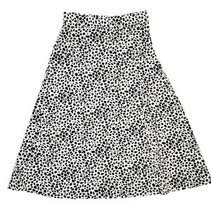 Shein Snow Leopard Print Midi Skirt Side Zip Size Small White Black